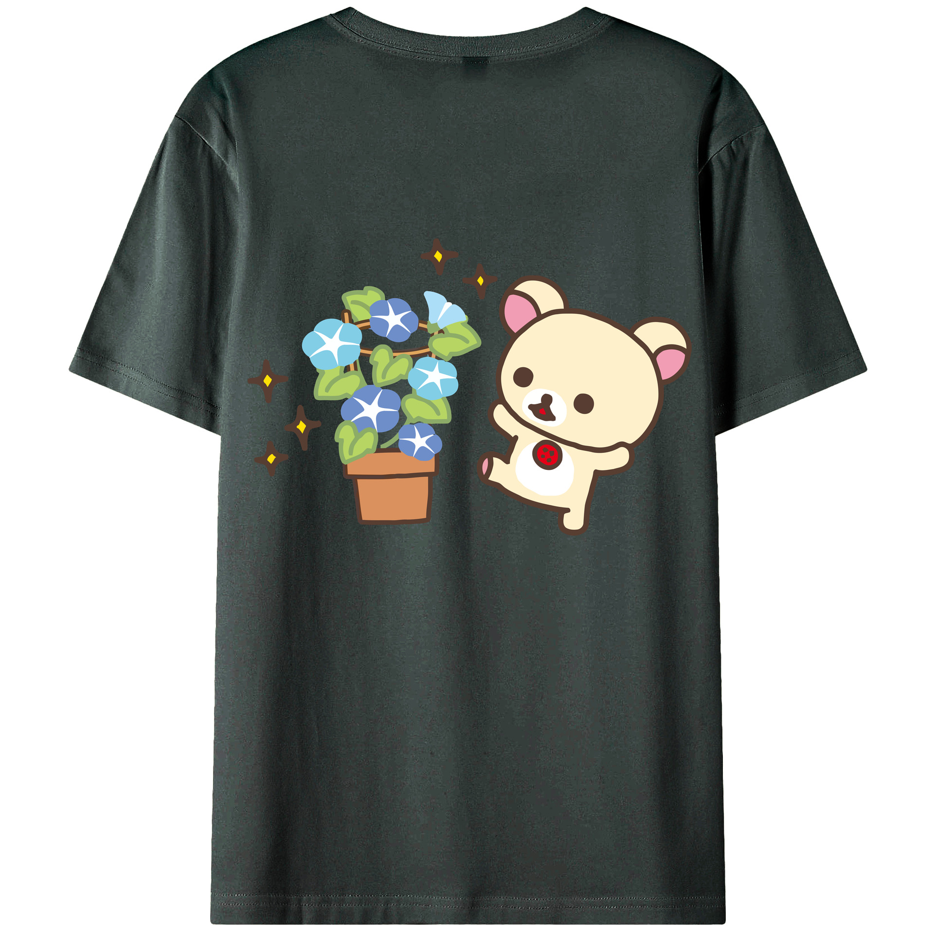 （画像用） リラックマ リラックマ キイロイトリ Rilakkuma Korilakkuma Kiiroitori 綿100％ メンズ半袖Tシャツ（バックプリント） 通気性